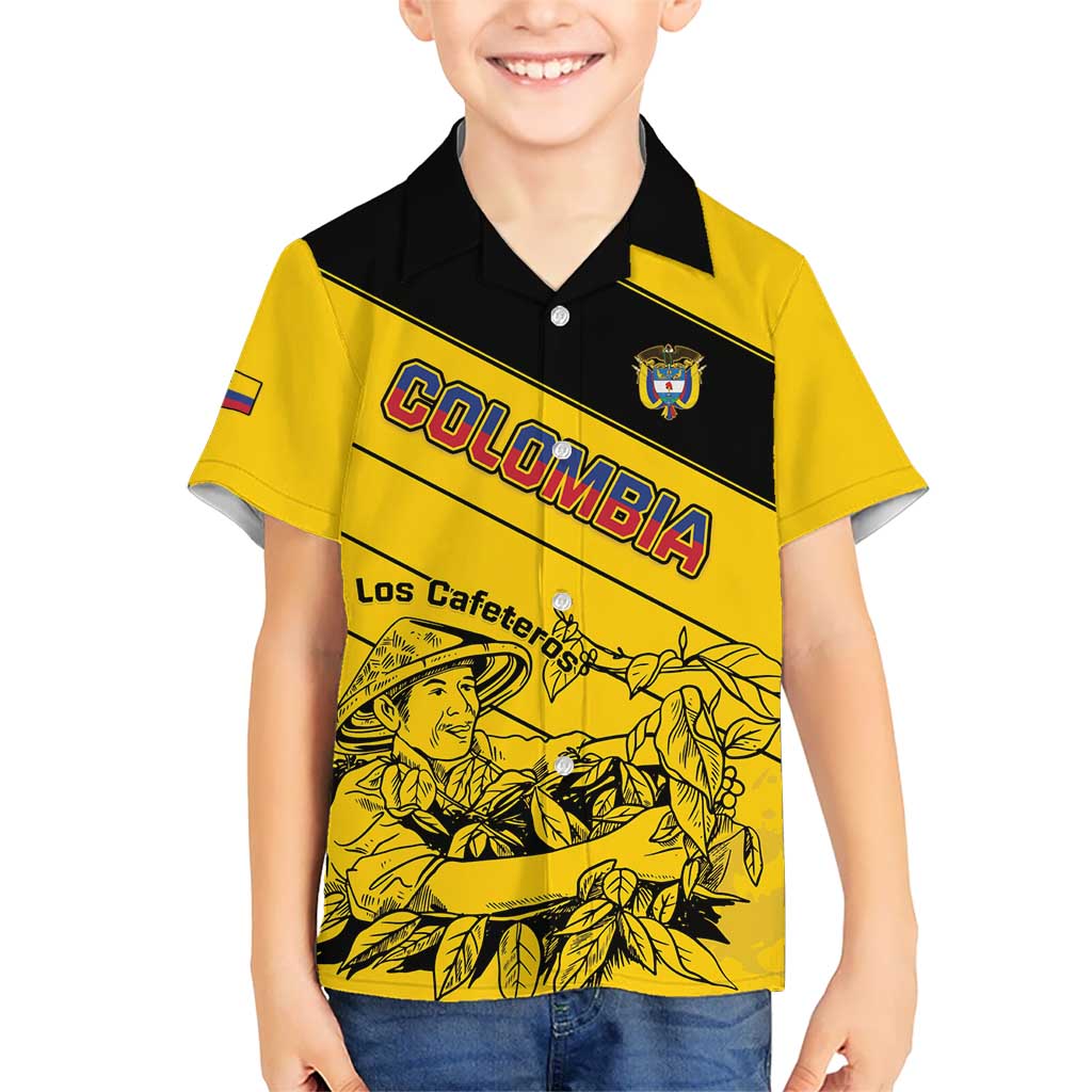 Custom Colombia Football Kid Hawaiian Shirt Go Los Cafeteros