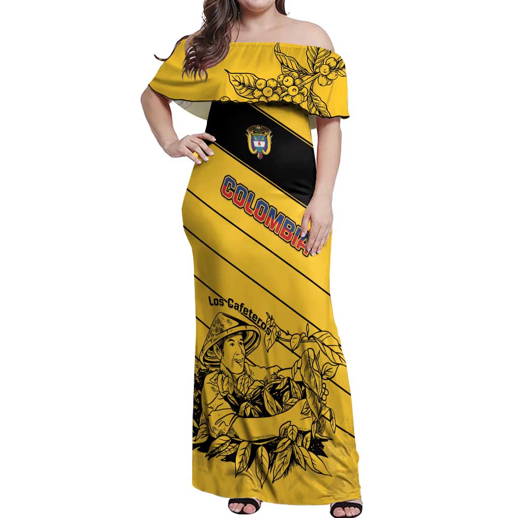 Custom Colombia Football Off Shoulder Maxi Dress Go Los Cafeteros