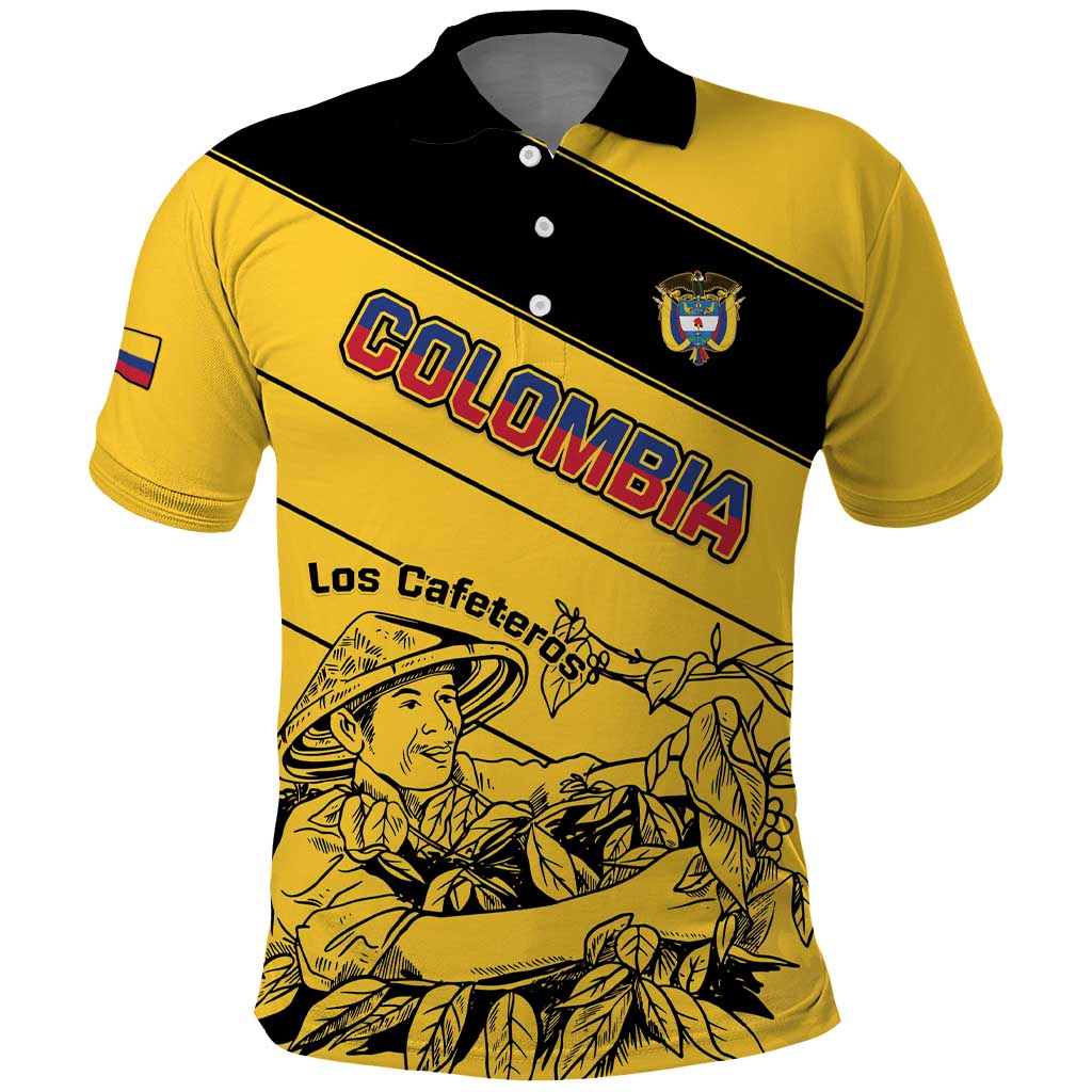 Custom Colombia Football Polo Shirt Go Los Cafeteros