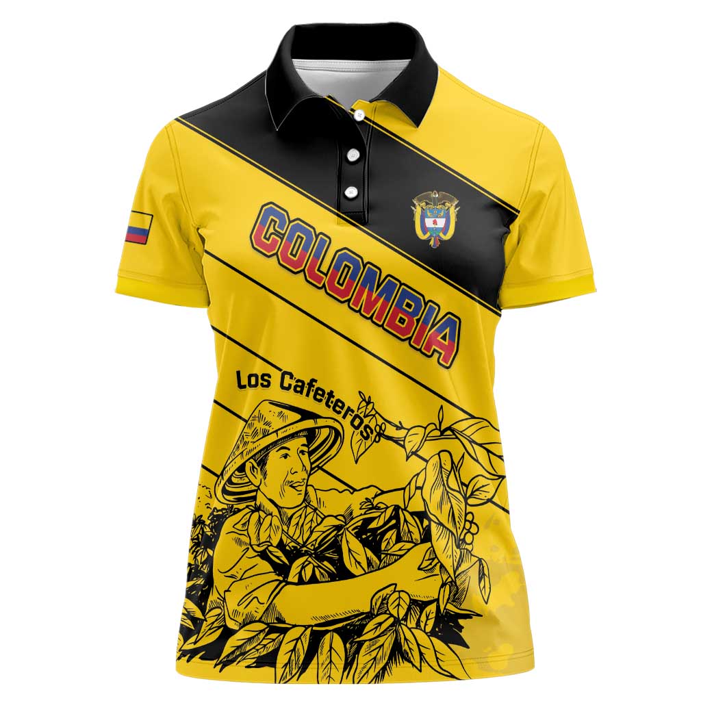 Custom Colombia Football Women Polo Shirt Go Los Cafeteros