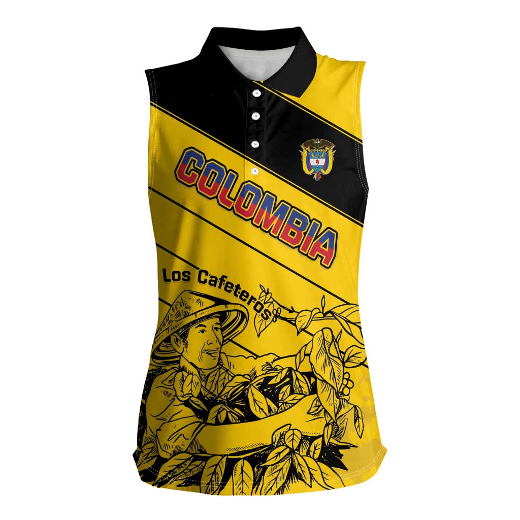 Custom Colombia Football Women Sleeveless Polo Shirt Go Los Cafeteros