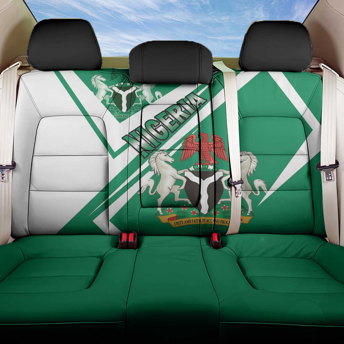 Nigeria Coat Of Arms Back Car Seat Cover Sporty Style