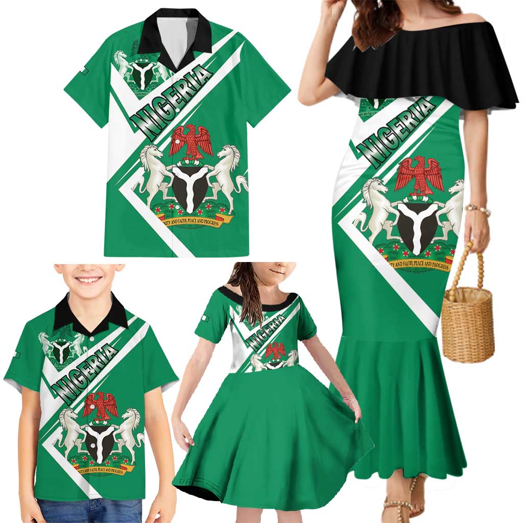 Nigeria Coat Of Arms Family Matching Mermaid Dress and Hawaiian Shirt Sporty Style