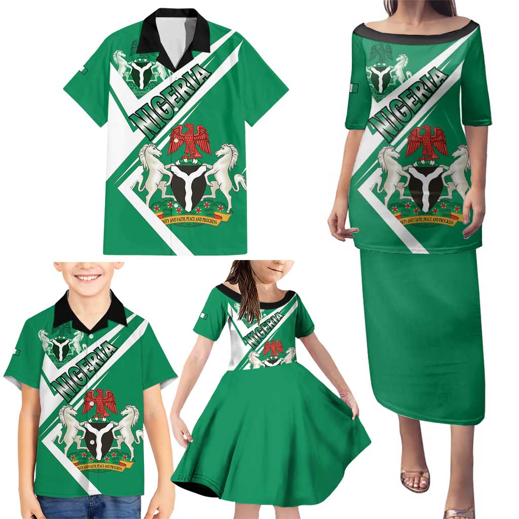 Nigeria Coat Of Arms Family Matching Puletasi and Hawaiian Shirt Sporty Style