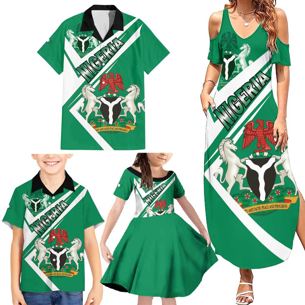 Nigeria Coat Of Arms Family Matching Summer Maxi Dress and Hawaiian Shirt Sporty Style