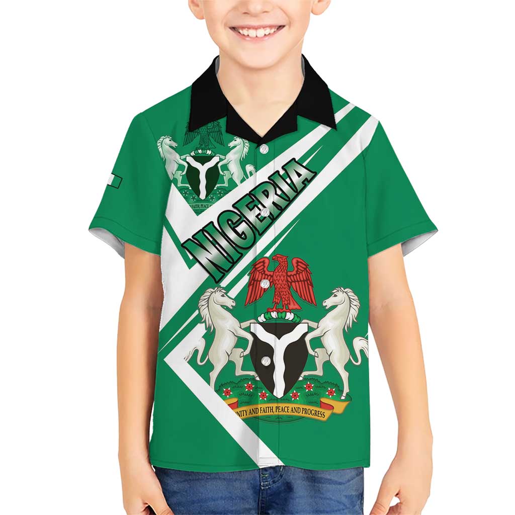 Nigeria Coat Of Arms Kid Hawaiian Shirt Sporty Style