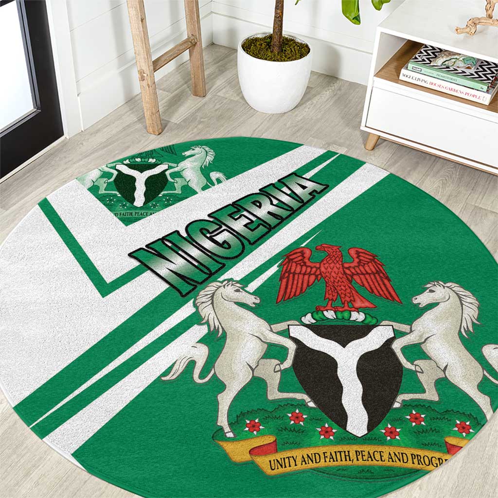 Nigeria Coat Of Arms Round Carpet Sporty Style