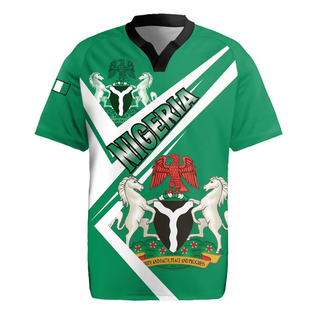 Nigeria Coat Of Arms Rugby Jersey Sporty Style