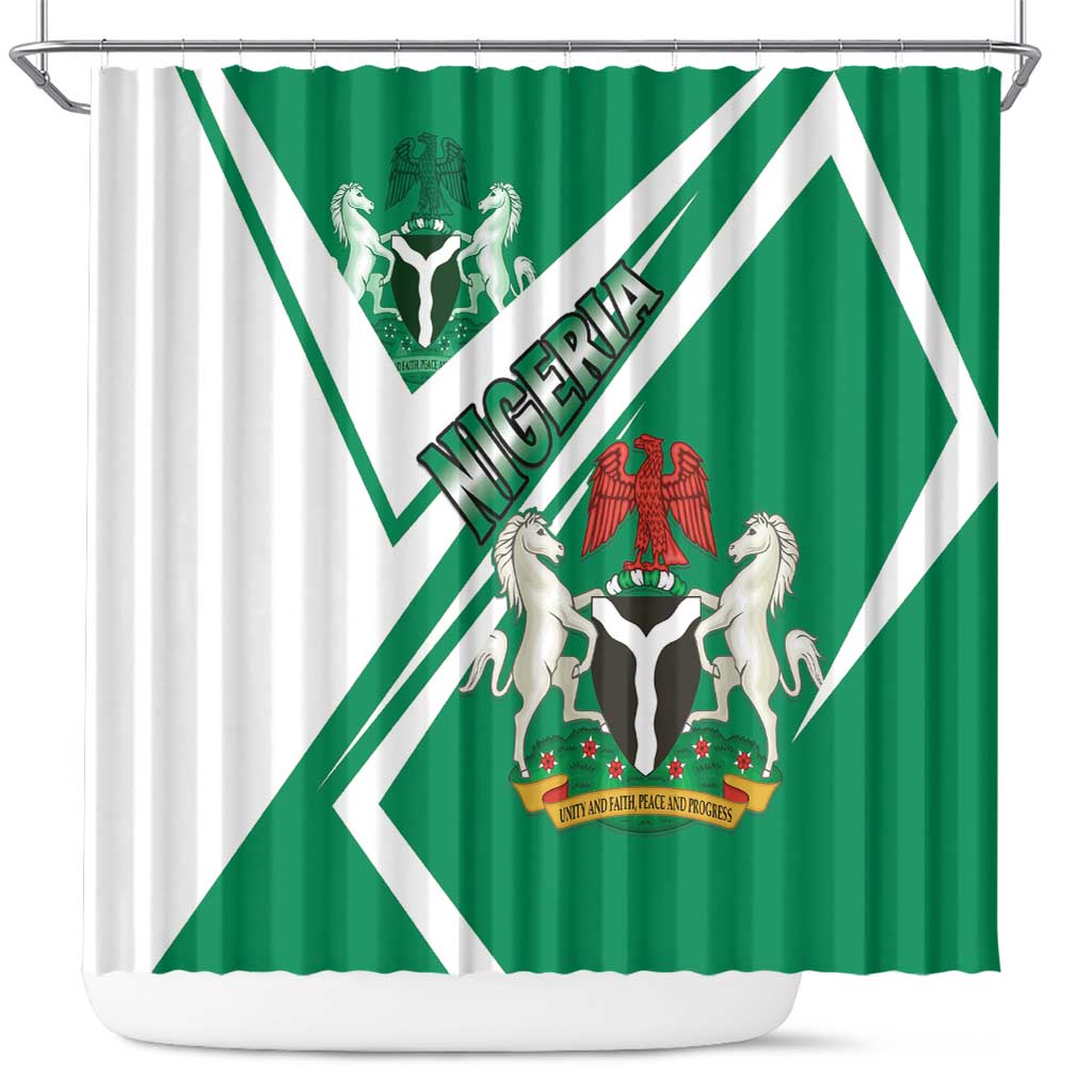 Nigeria Coat Of Arms Shower Curtain Sporty Style