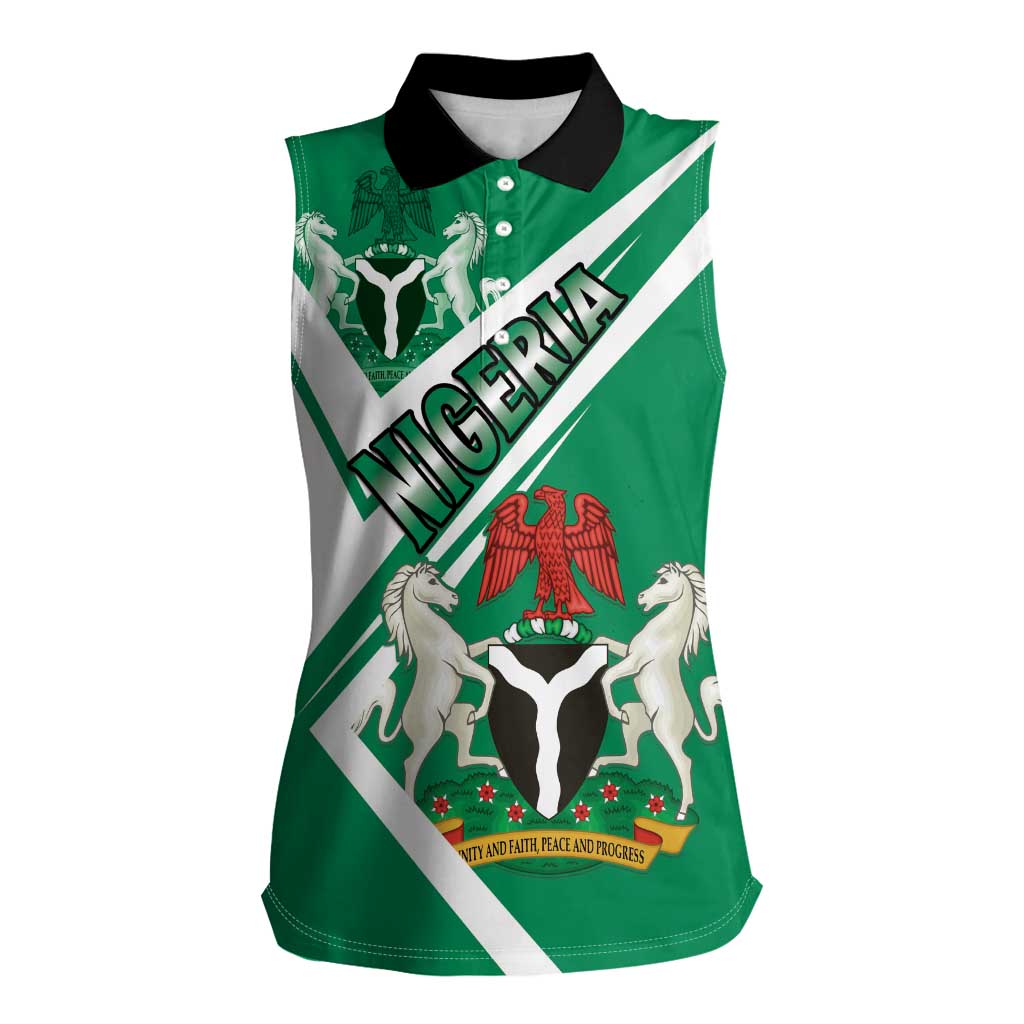 Nigeria Coat Of Arms Women Sleeveless Polo Shirt Sporty Style