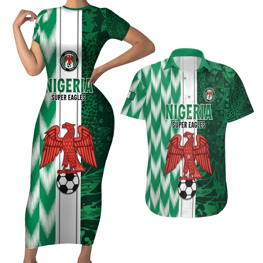 Custom Nigeria Football Couples Matching Short Sleeve Bodycon Dress and Hawaiian Shirt Come On Super Eagles