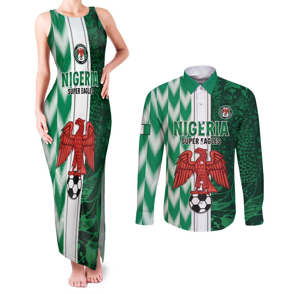 Custom Nigeria Football Couples Matching Tank Maxi Dress and Long Sleeve Button Shirt Come On Super Eagles