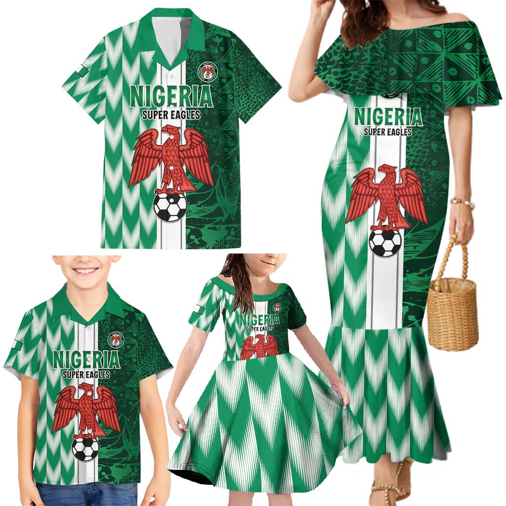 Custom Nigeria Football Family Matching Mermaid Dress and Hawaiian Shirt Come On Super Eagles