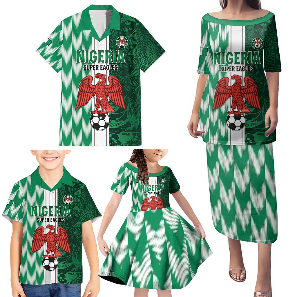 Custom Nigeria Football Family Matching Puletasi and Hawaiian Shirt Come On Super Eagles