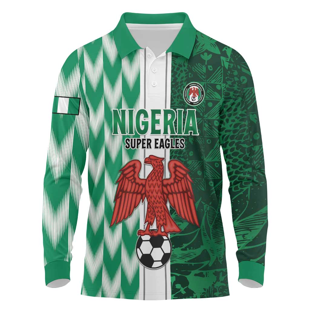 Custom Nigeria Football Long Sleeve Polo Shirt Come On Super Eagles