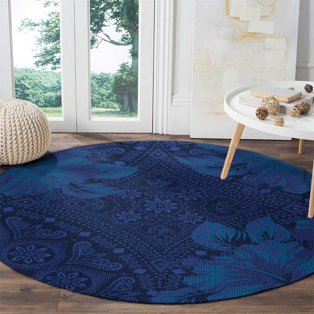 Hibiscus Mix ShweShwe African Pattern Round Carpet - Wonder Print Shop