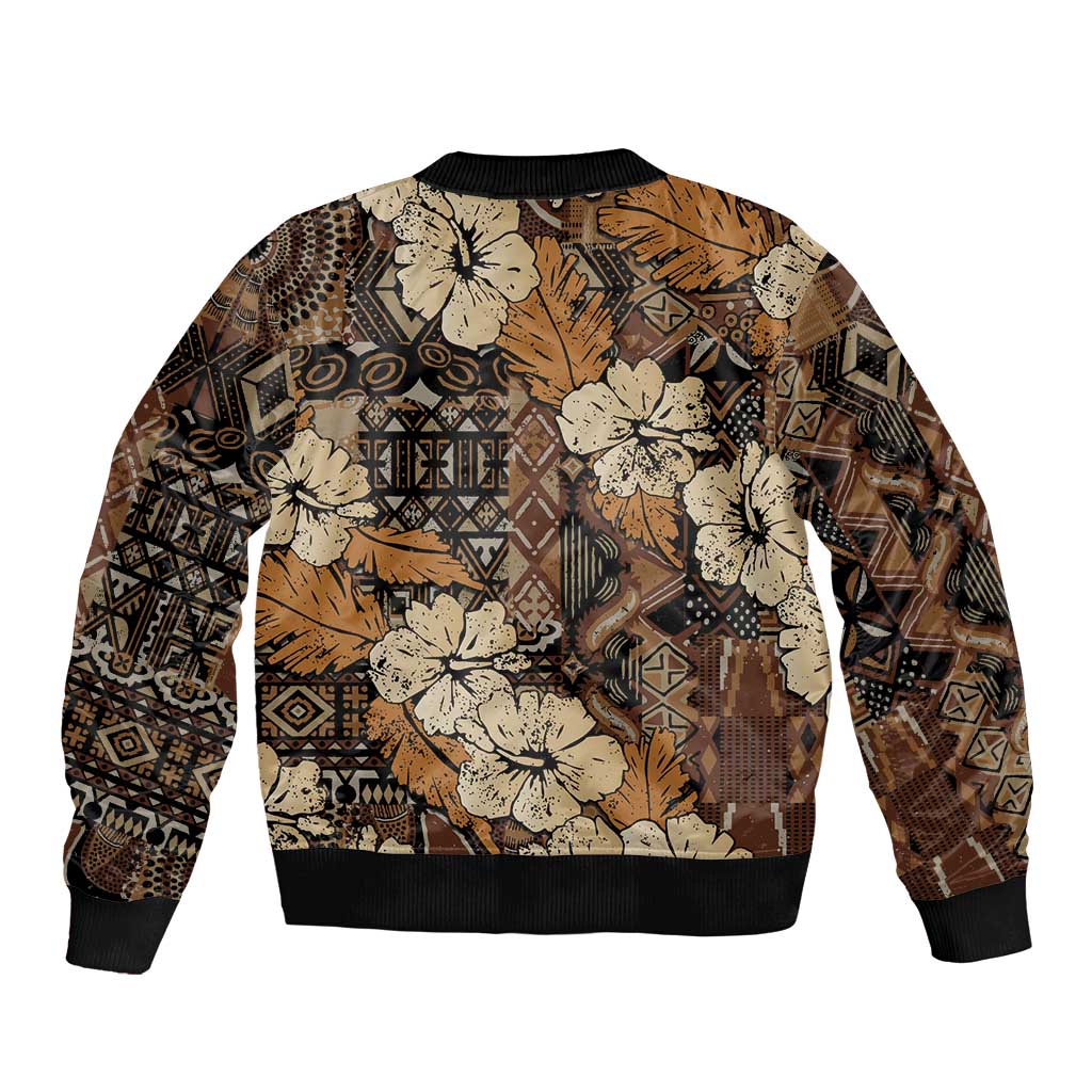 Hibiscus Mix African Pattern Bomber Jacket - Wonder Print Shop