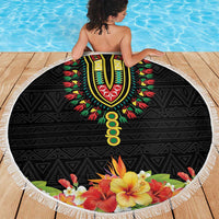 Hibiscus Mix Dashiki African Pattern Beach Blanket Adinkra Symbol - Wonder Print Shop