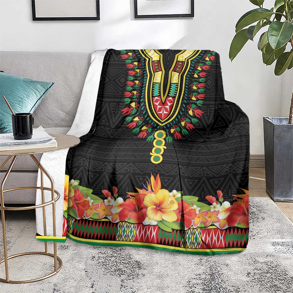 Hibiscus Mix Dashiki African Pattern Blanket Adinkra Symbol - Wonder Print Shop