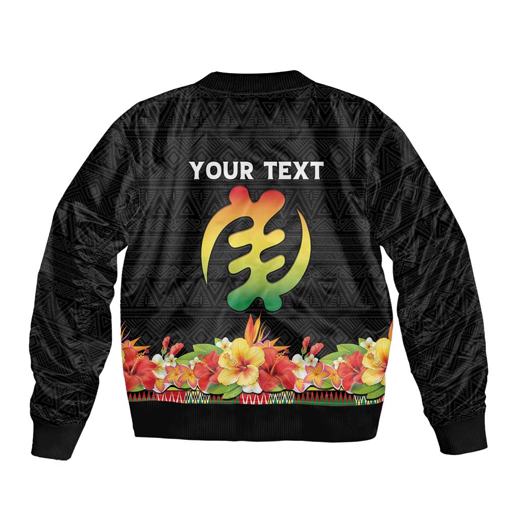 Personalized Hibiscus Mix Dashiki African Pattern Bomber Jacket Adinkra Symbol - Wonder Print Shop