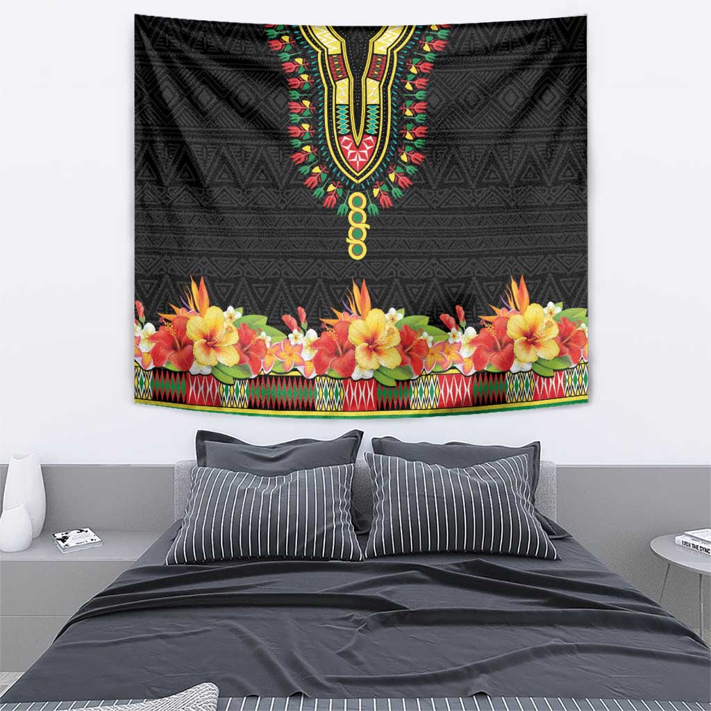 Hibiscus Mix Dashiki African Pattern Tapestry Adinkra Symbol - Wonder Print Shop