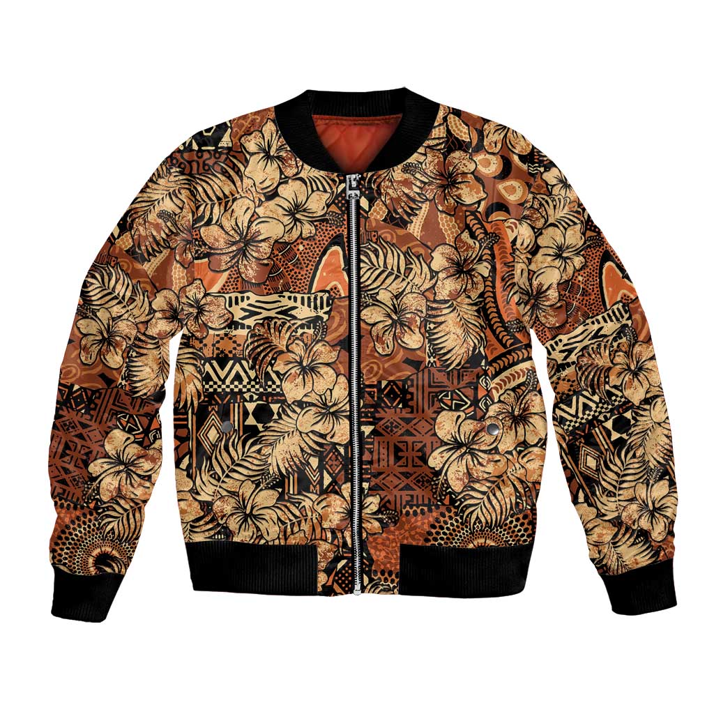 Hibiscus Mix African Pattern Bomber Jacket - Wonder Print Shop