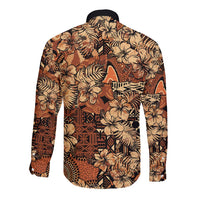 Hibiscus Mix African Pattern Long Sleeve Button Shirt - Wonder Print Shop