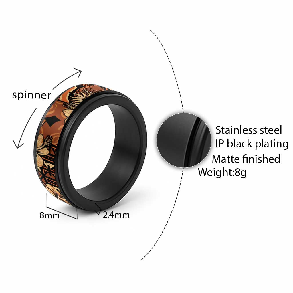 Hibiscus Mix African Pattern Spinner Ring - Wonder Print Shop