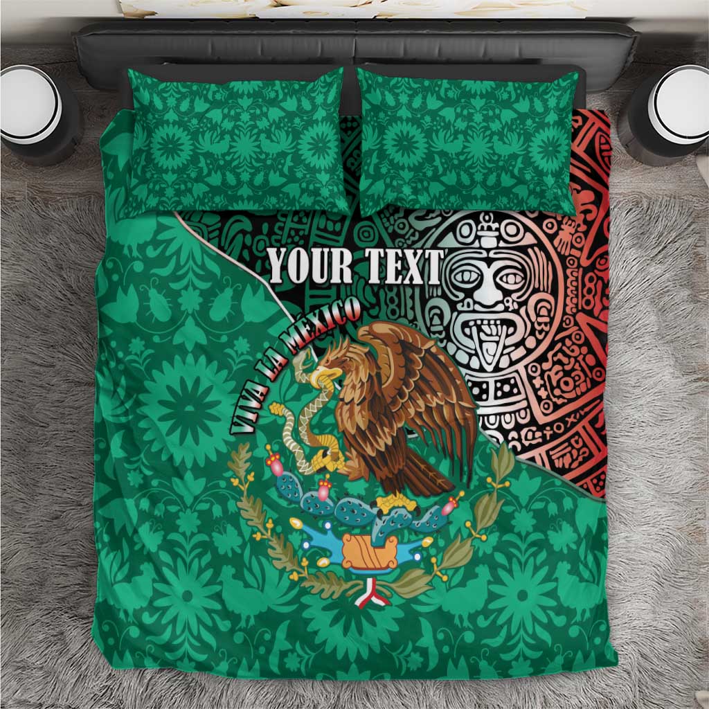 Personalised Viva La Mexico Bedding Set Coat Of Arms Aztec Mix Otomi Patterns - Wonder Print Shop