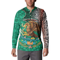 Green button sweatshirt with Aztec/Otomi front print and winged lion graphic