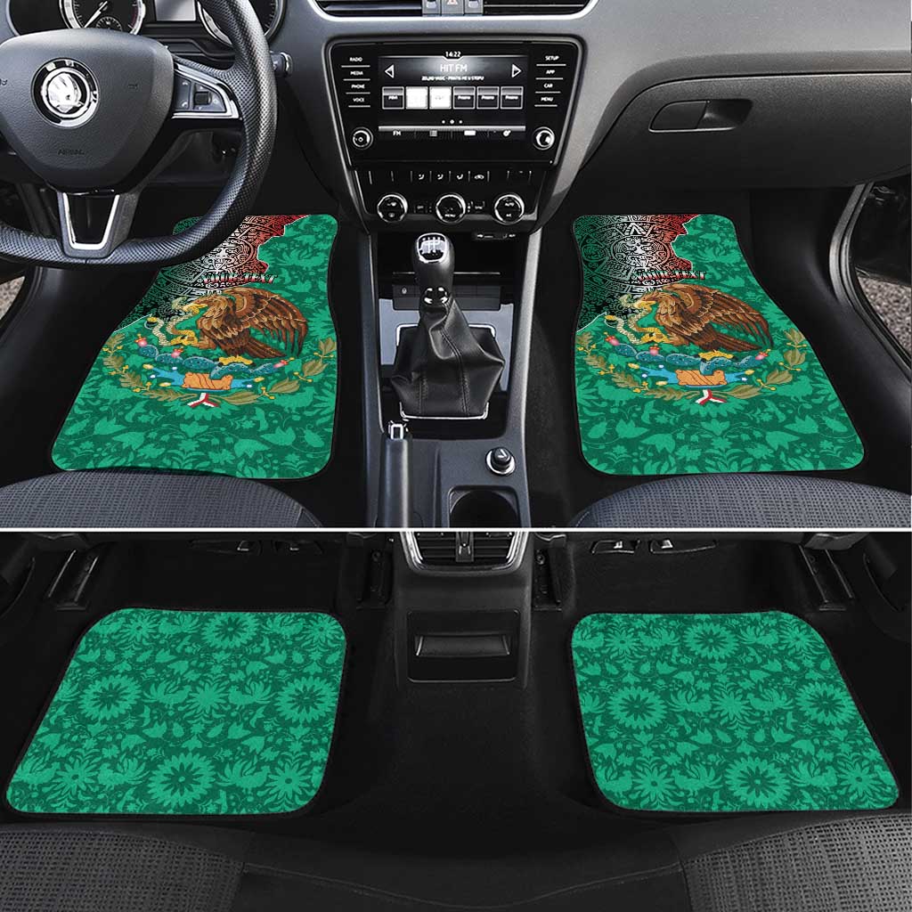 Personalised Viva La Mexico Car Mats Coat Of Arms Aztec Mix Otomi Patterns - Wonder Print Shop