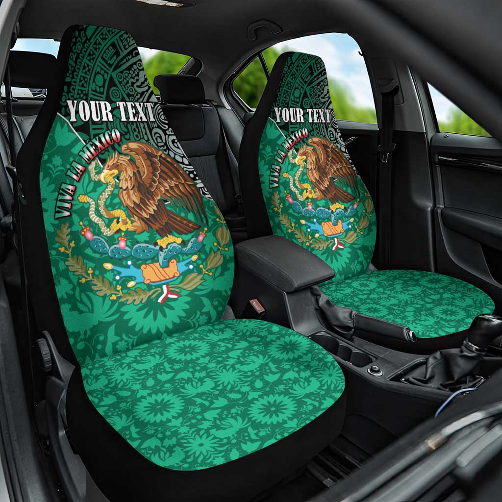 Personalised Viva La Mexico Car Seat Cover Coat Of Arms Aztec Mix Otomi Patterns - Wonder Print Shop