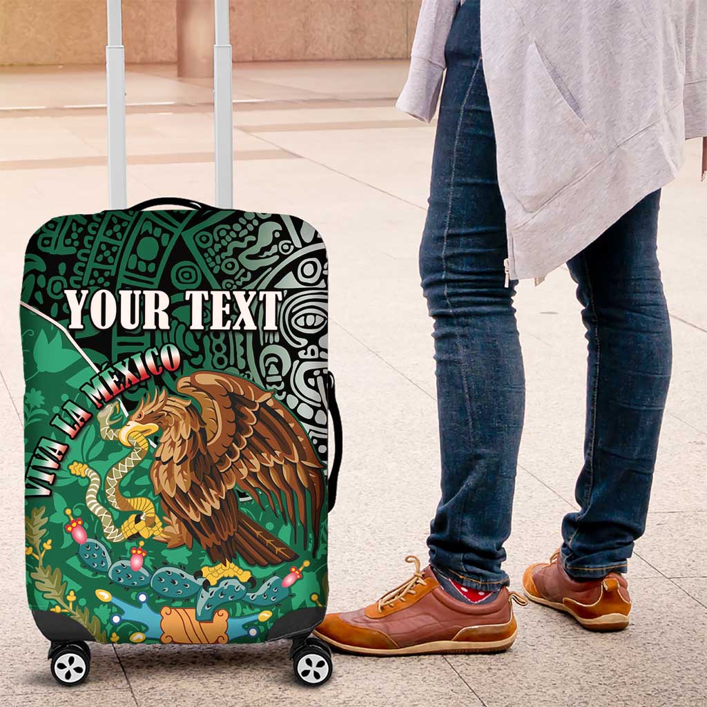 Personalised Viva La Mexico Luggage Cover Coat Of Arms Aztec Mix Otomi Patterns - Wonder Print Shop