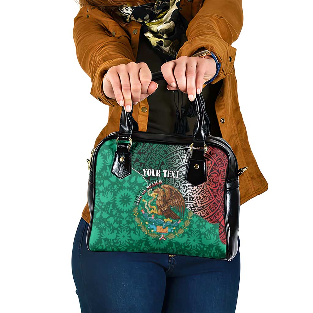 Personalised Viva La Mexico Shoulder Handbag Coat Of Arms Aztec Mix Otomi Patterns