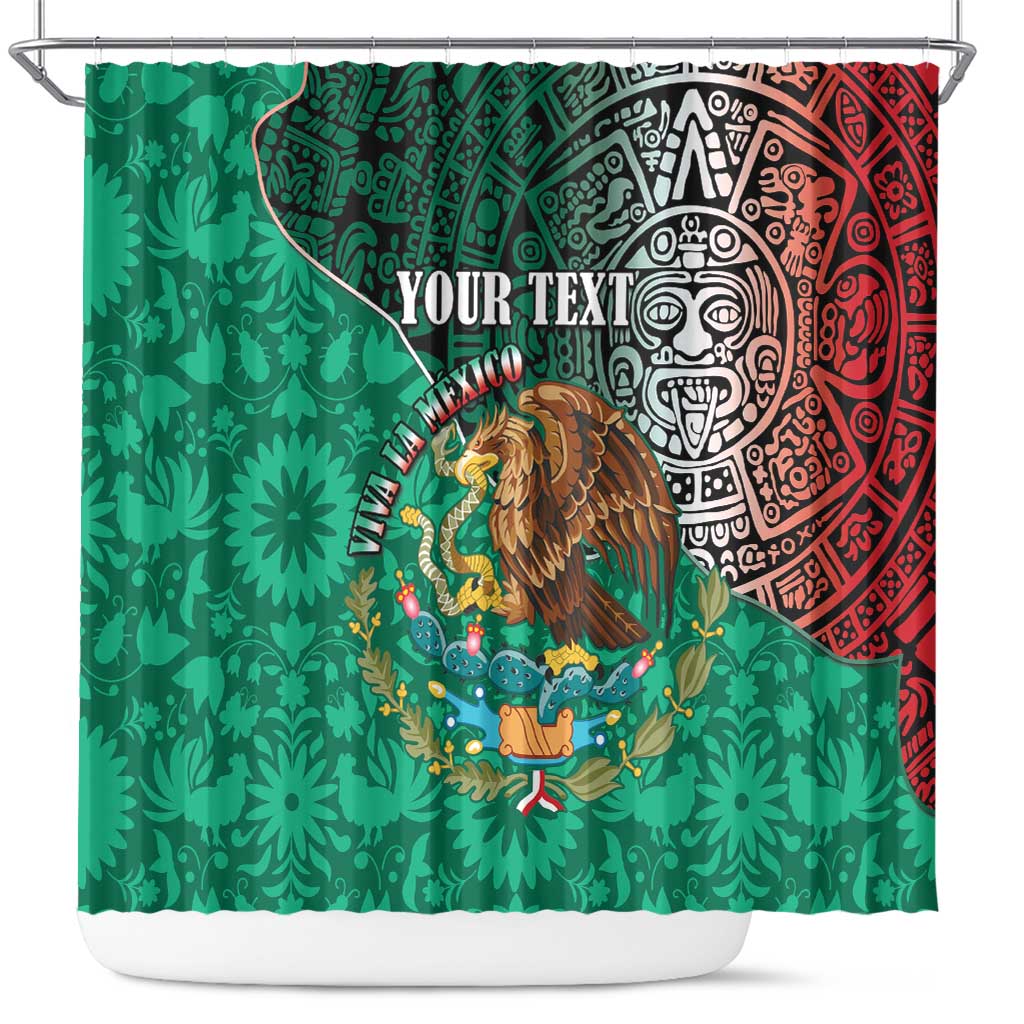 Personalised Viva La Mexico Shower Curtain Coat Of Arms Aztec Mix Otomi Patterns