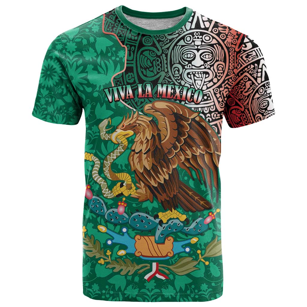 Personalised Viva La Mexico T Shirt Coat Of Arms Aztec Mix Otomi Patterns