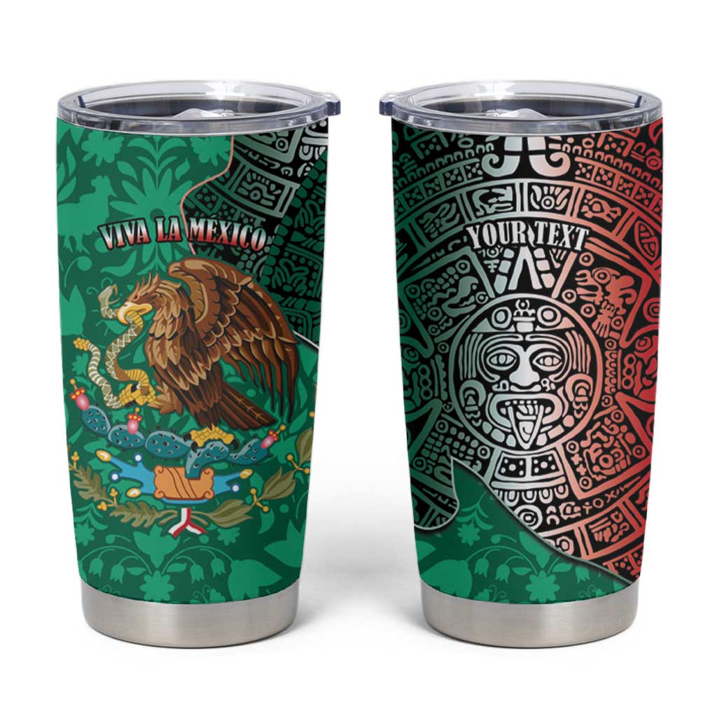 Personalised Viva La Mexico Tumbler Cup Coat Of Arms Aztec Mix Otomi Patterns - Wonder Print Shop