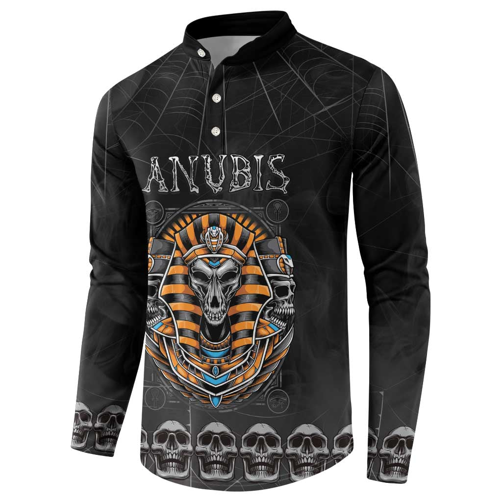 Personalized Halloween Egypt Button Sweatshirt Skull Anubis - Wonder Print Shop