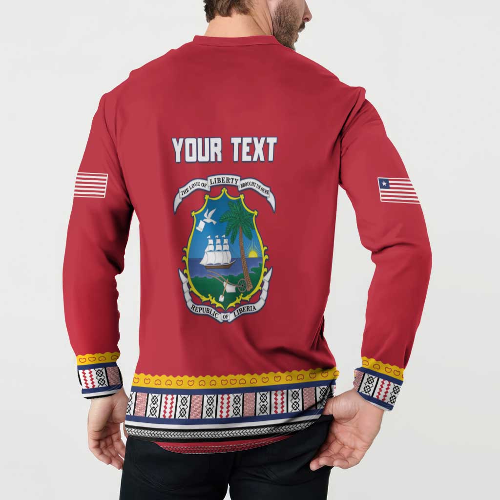 Personalized Liberia Dashiki Button Sweatshirt Red Color - Wonder Print Shop