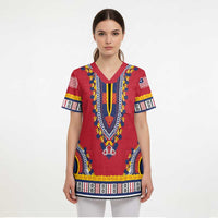 Personalized Liberia Dashiki Scrub Top Red Color - Wonder Print Shop