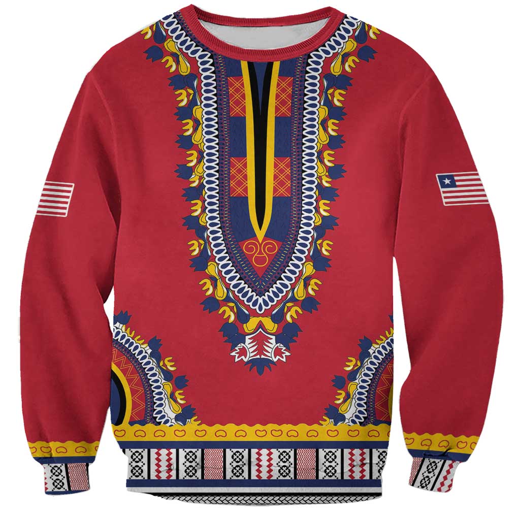 Personalized Liberia Dashiki Sweatshirt Red Color - Wonder Print Shop