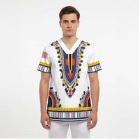 Personalized Liberia Dashiki Scrub Top White Color - Wonder Print Shop