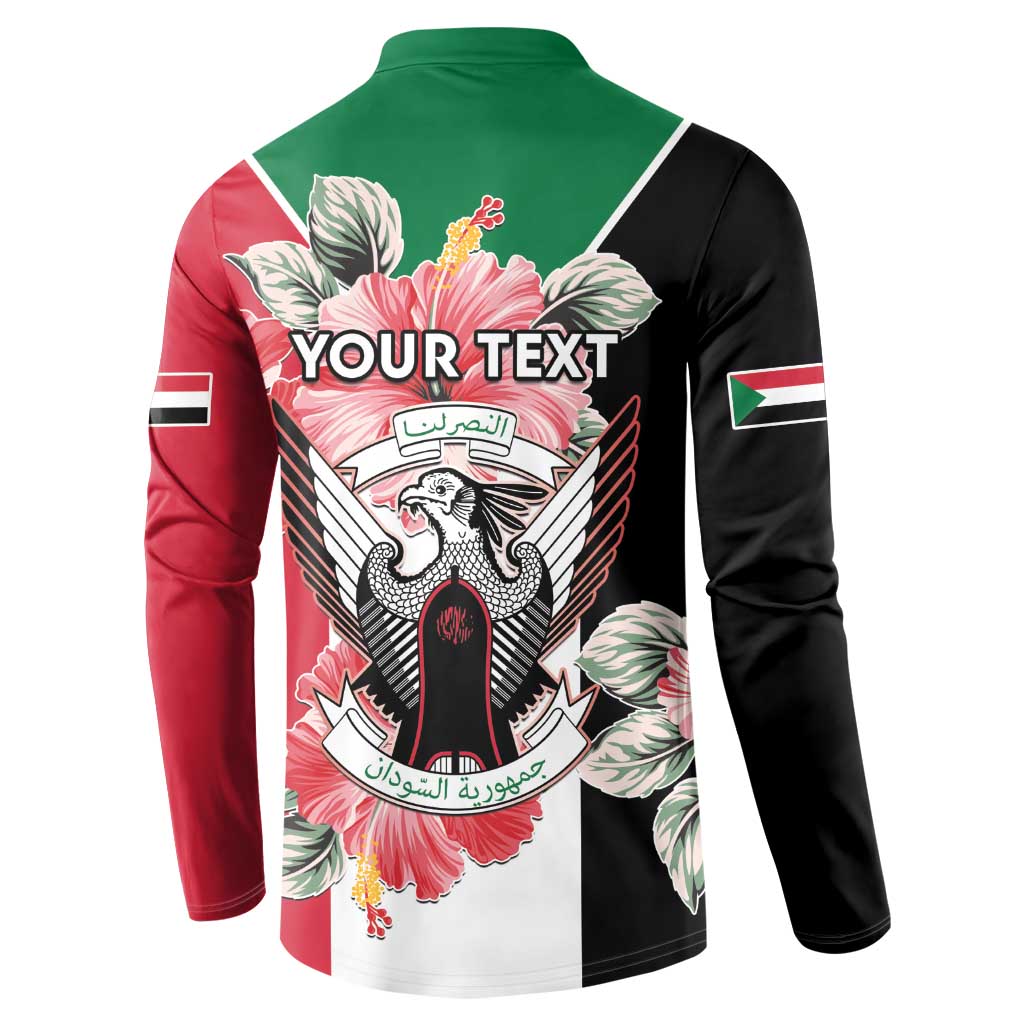 Color-block button henley sweatshirt with coat of arms and 'YOUR TEXT' back print