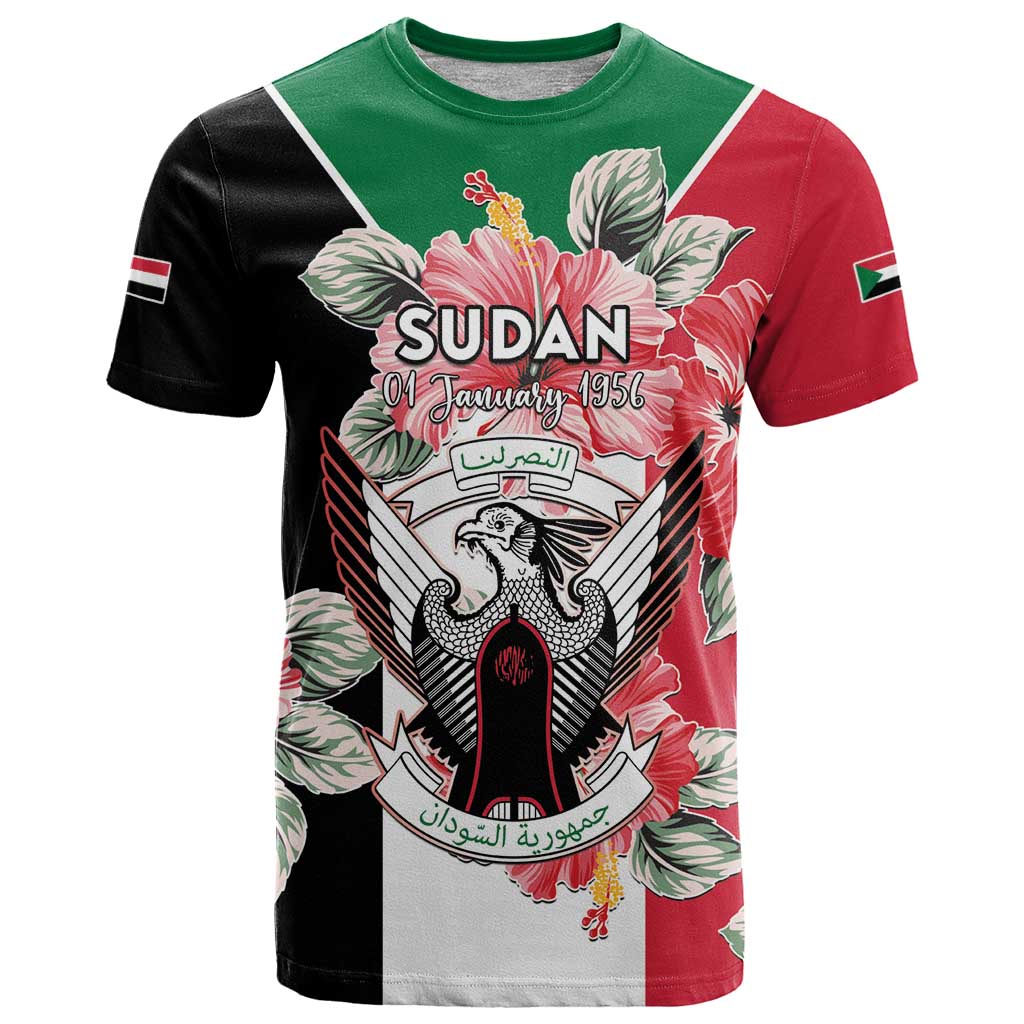 Personalised Sudan Independence Day T Shirt Coat Of Arms Mix Hisbicus - Wonder Print Shop