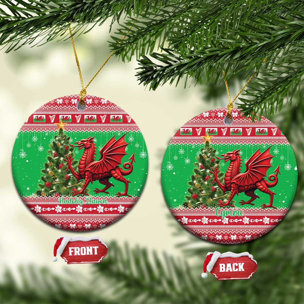 Wales Christmas Ceramic Ornament Welsh Dragon Nadolig Llawen - Wonder Print Shop