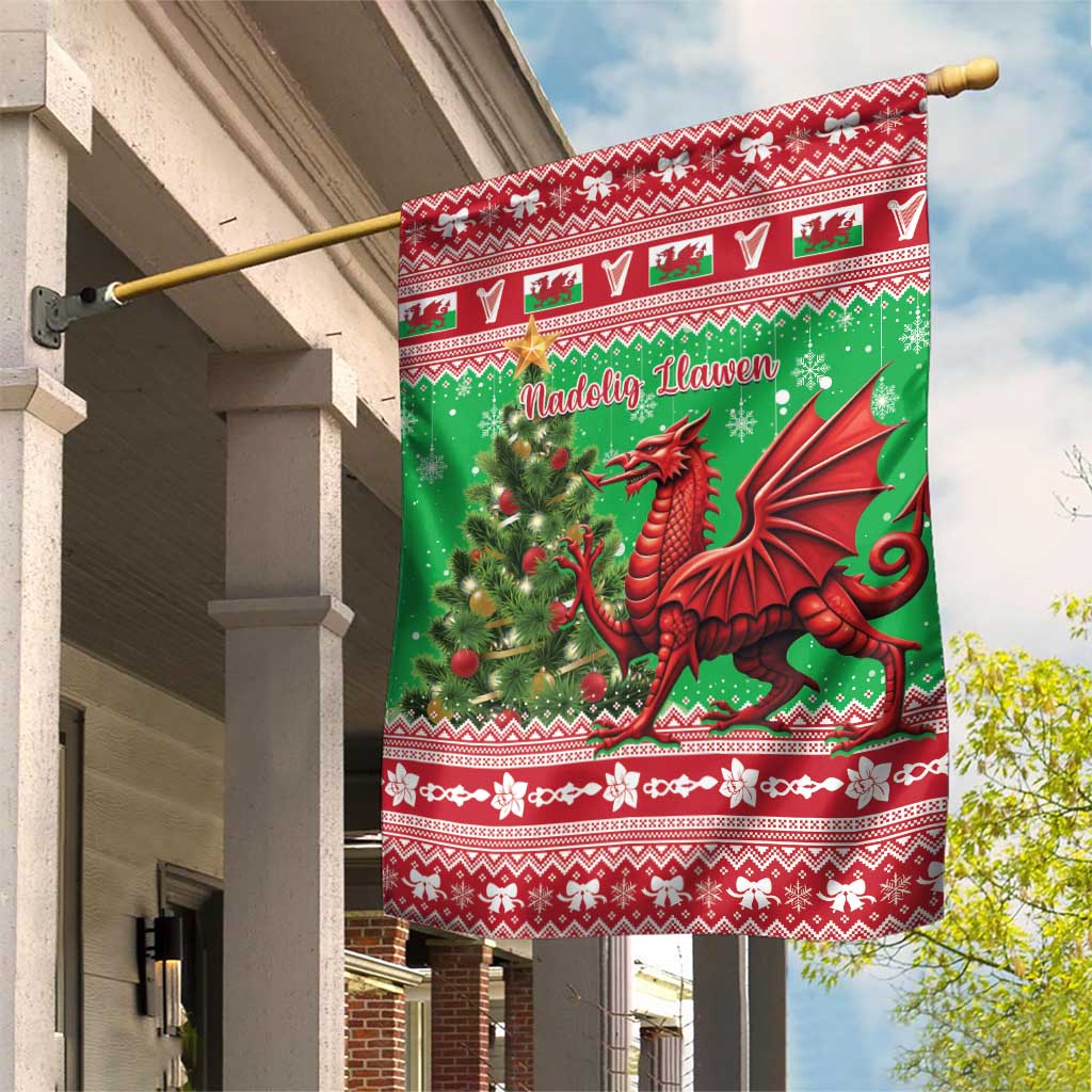 Wales Christmas Garden Flag Welsh Dragon Nadolig Llawen - Wonder Print Shop