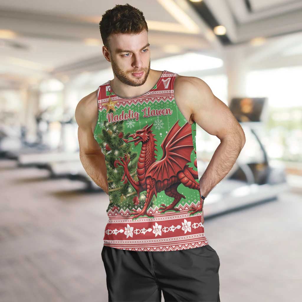 Wales Christmas Men Tank Top Welsh Dragon Nadolig Llawen - Wonder Print Shop