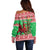 Wales Christmas Off Shoulder Sweater Welsh Dragon Nadolig Llawen - Wonder Print Shop