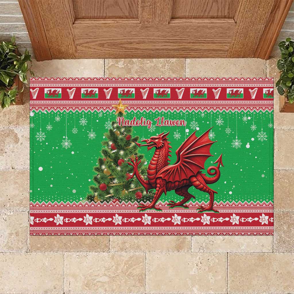 Wales Christmas Rubber Doormat Welsh Dragon Nadolig Llawen