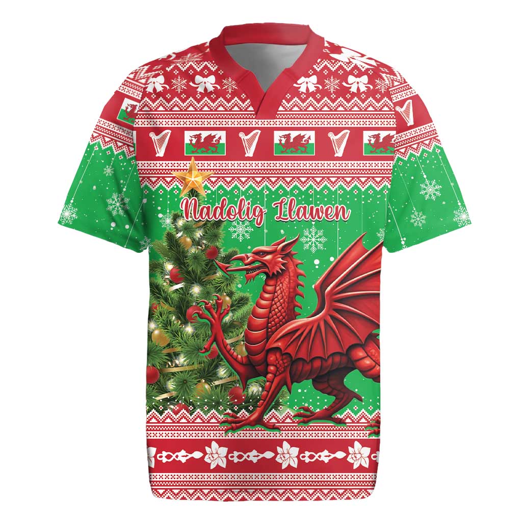 Wales Christmas Rugby Jersey Welsh Dragon Nadolig Llawen